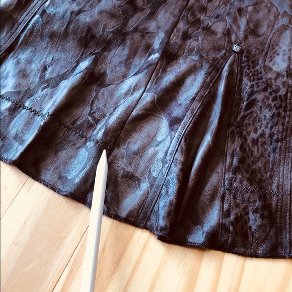 Simon Chang Brown Animal Print 4 Skirt Fit Arriere Back Contrast - Picture 13 of 15